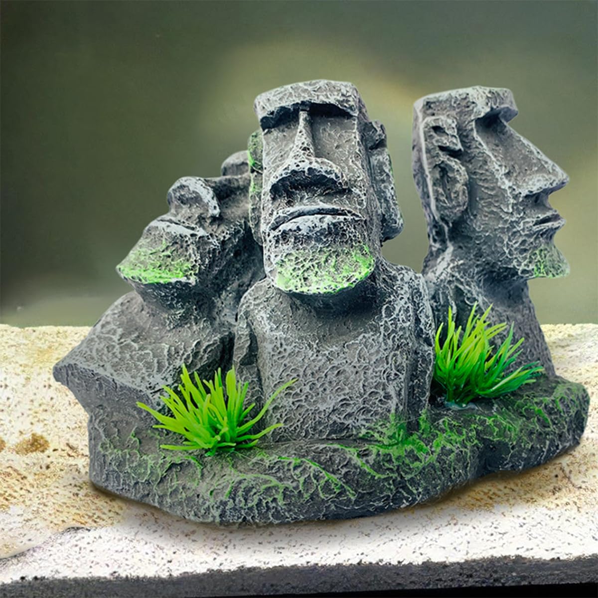 Amazon | Yavoluy アクアリウム 水槽 オブジェ 置物 モアイ像 水槽用